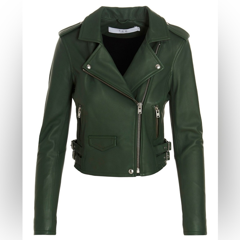 IRO Dark Green Lambs Leather Jacket